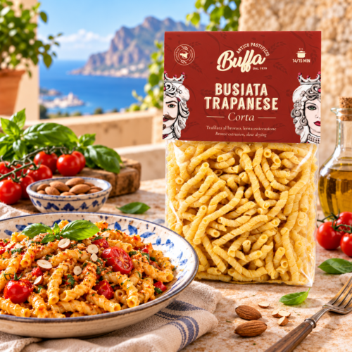 Short Trapanese busiata pasta 100% Sicilian wheat 500g Short Trapanese busiata pasta 100 Sicilian wheat 500g