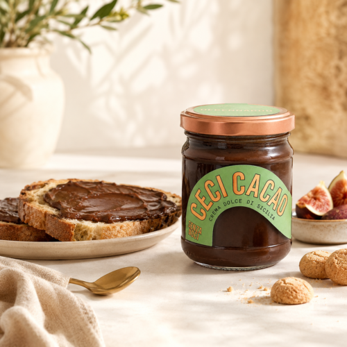 Crema spalmabile senza frutta a guscio – Ceci e cacao 200g