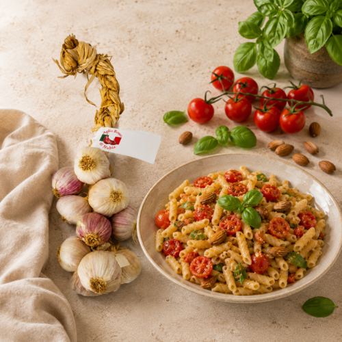 Aglio rosso di Nubia Raccolto a mano Treccia da 10 teste